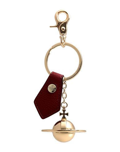 Shop Vivienne Westwood 3d Orb Light Gold Key Ring Burgundy Size - Iron, Leather In Red