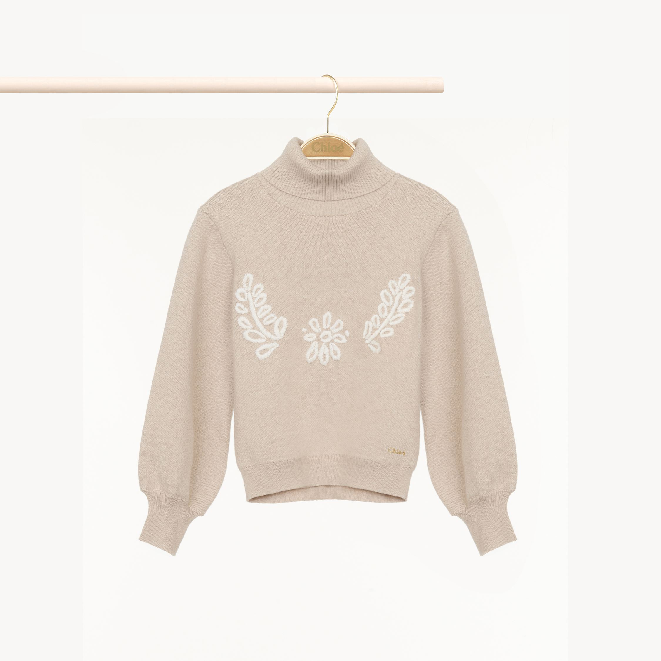 Chloé Turtleneck Sweater Beige Size 6 100% Cotton In Beige