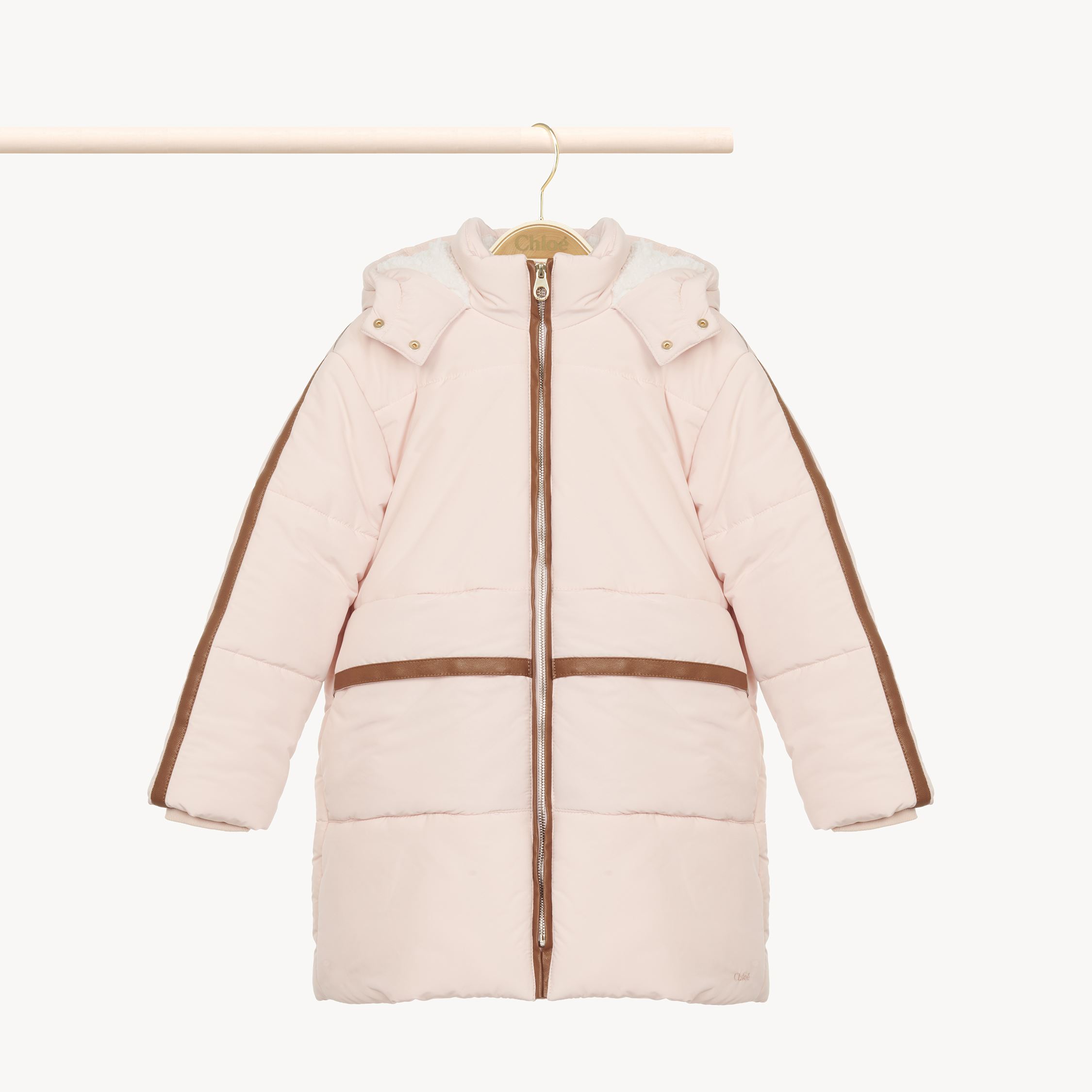Chloé Doudoune À Capuche Fille Rose Taille 12 100% Polyester In Pink