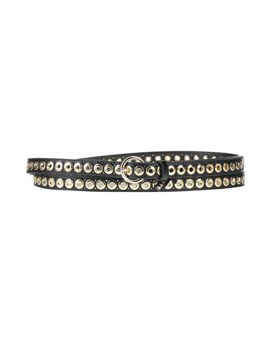 Sandro Woman Belt Dark Brown Size 1 Cowhide, Zamak, Brass In Black