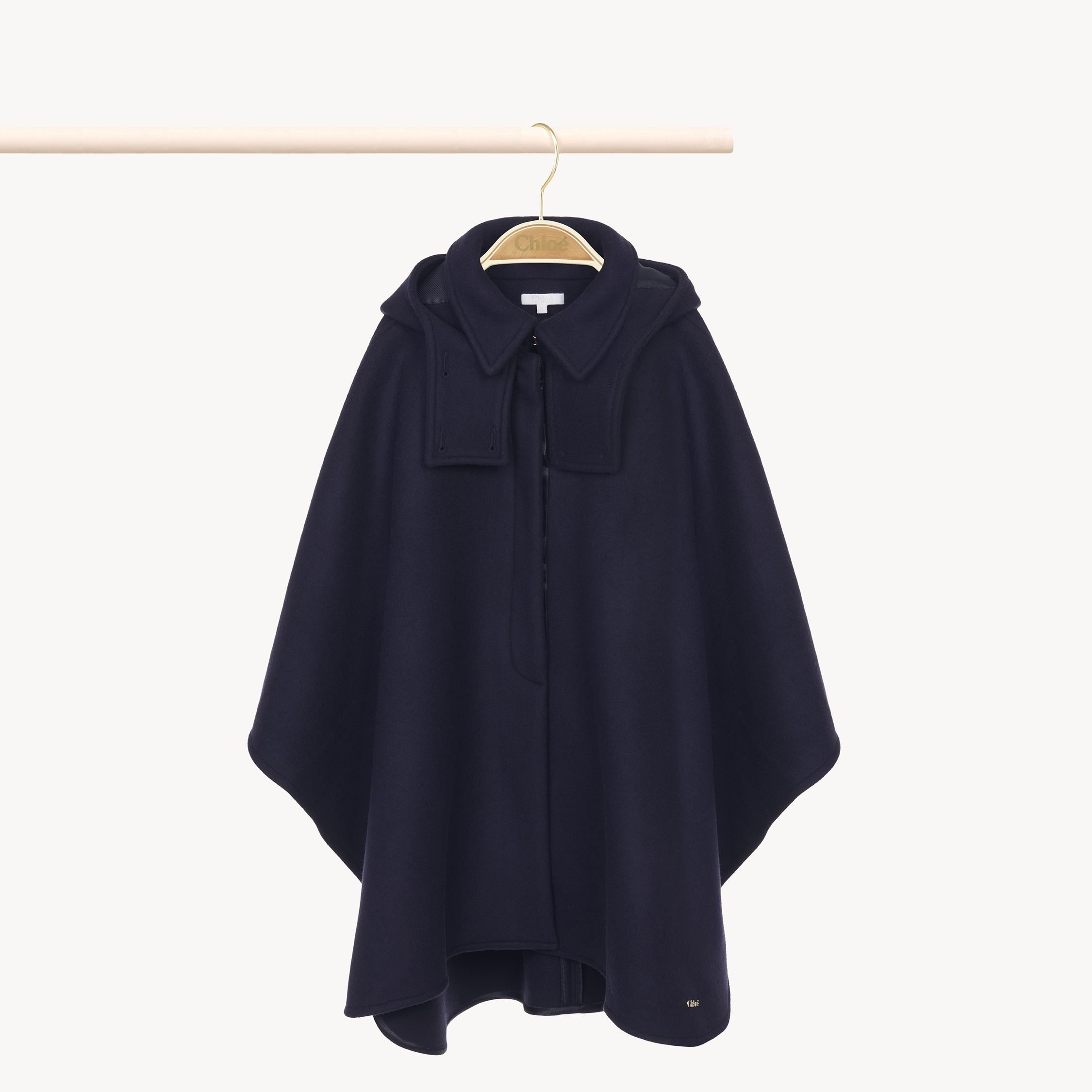 Chloé Manteau À Capuche Fille Bleu Taille 5 100% Laine In Blue