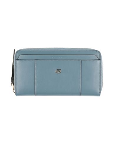 Piquadro Woman Wallet Pastel Blue Size - Leather In Blue