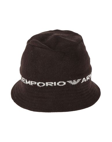 Emporio Armani Babies'  Toddler Boy Hat Dark Brown Size 4 Viscose, Cotton, Polyamide, Cashmere
