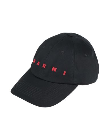 Marni Logo Cotton Baseball Cap In Black