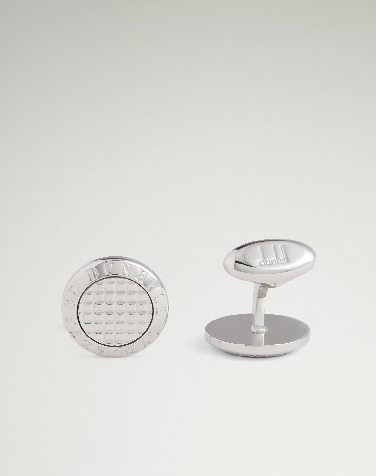 DUNHILL AD COIN HOBNAIL SILVER CUFFLINKS 