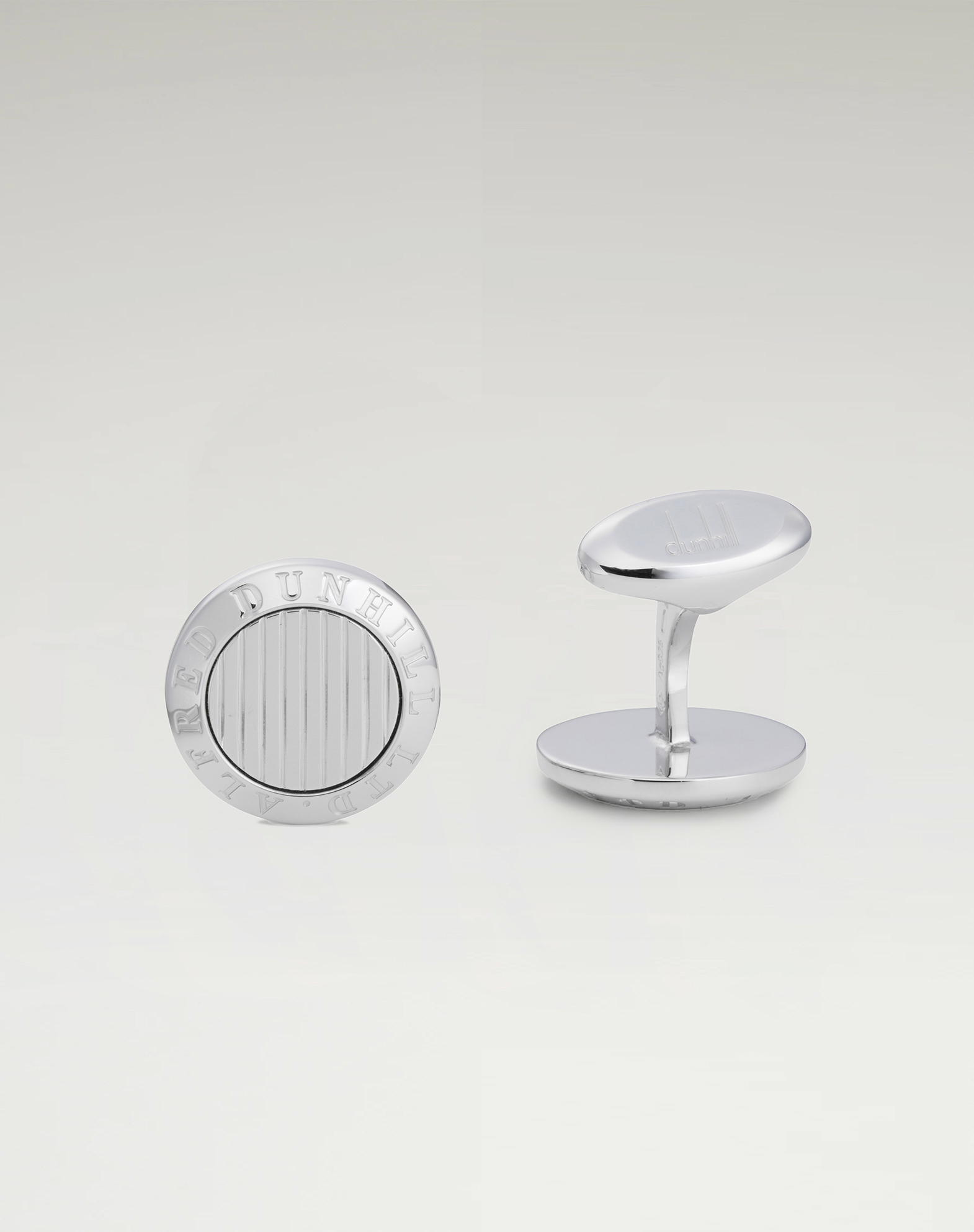 DUNHILL AD COIN LINES SILVER CUFFLINKS