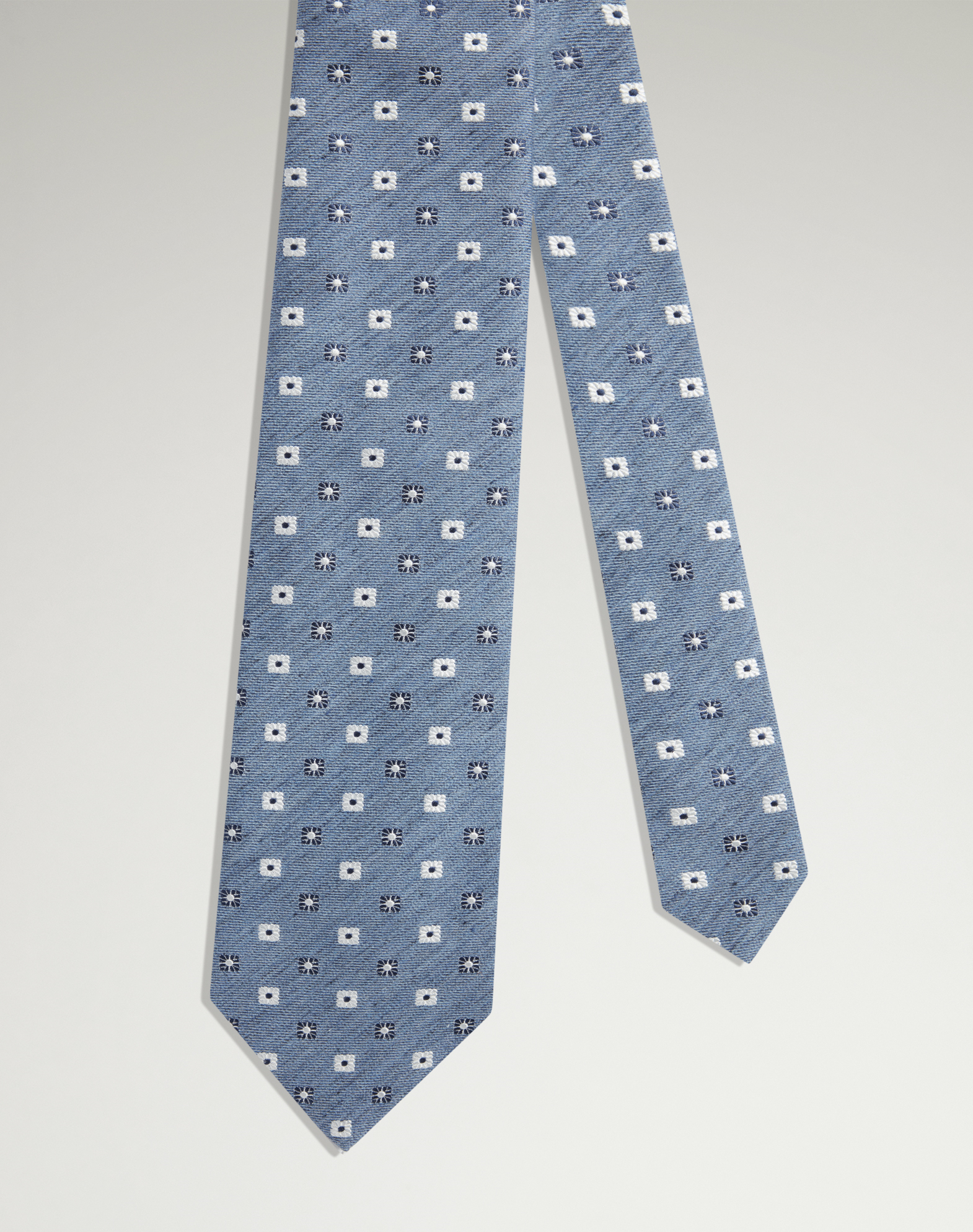 DUNHILL SILK COTTON FLORAL MEDALLION WOVEN TIE