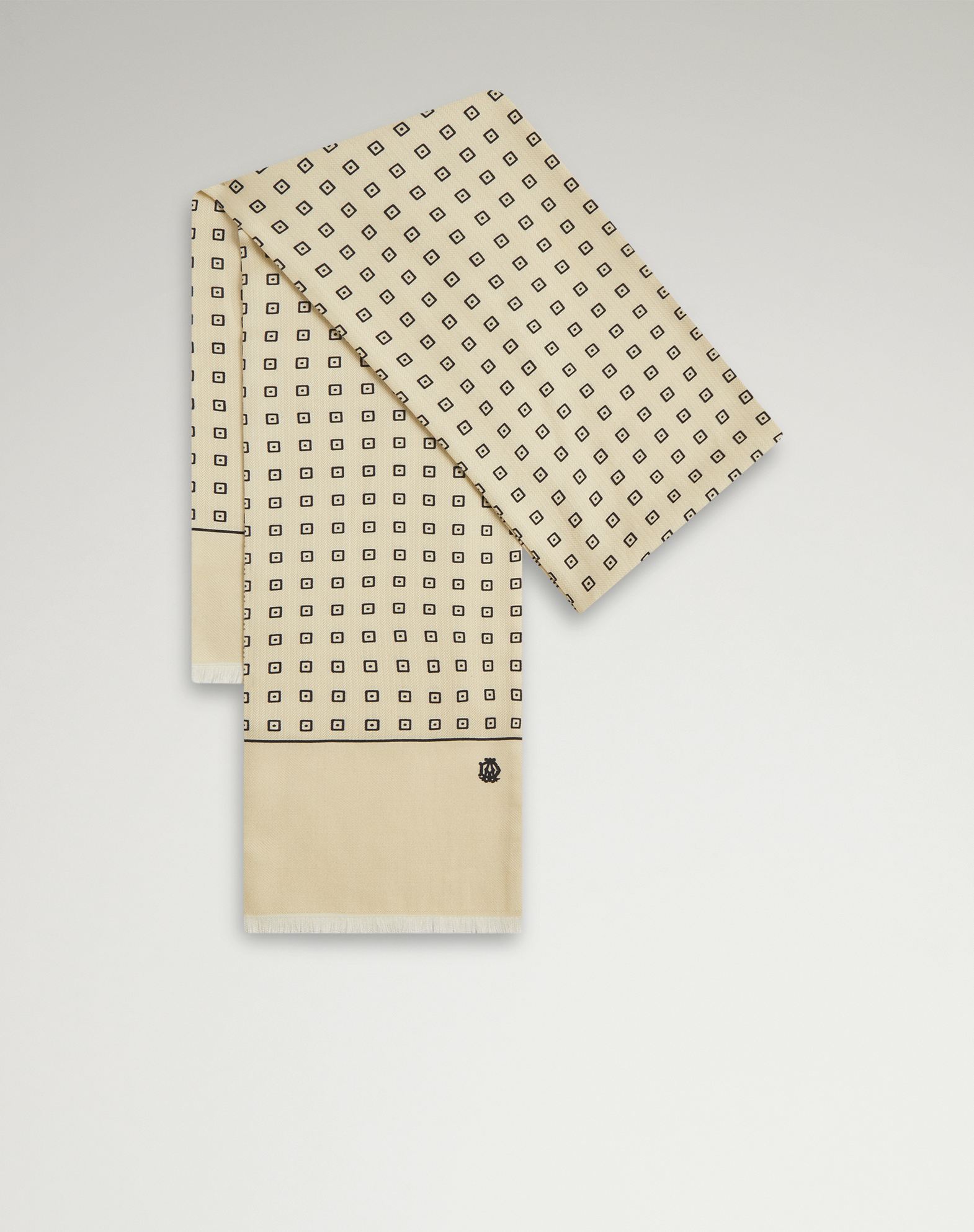 DUNHILL SILK WOOL JACQUARD TUBULAR SCARF