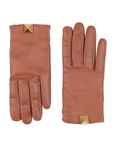 Valentino Garavani Woman Gloves Tan Size 7 Lambskin In Brown
