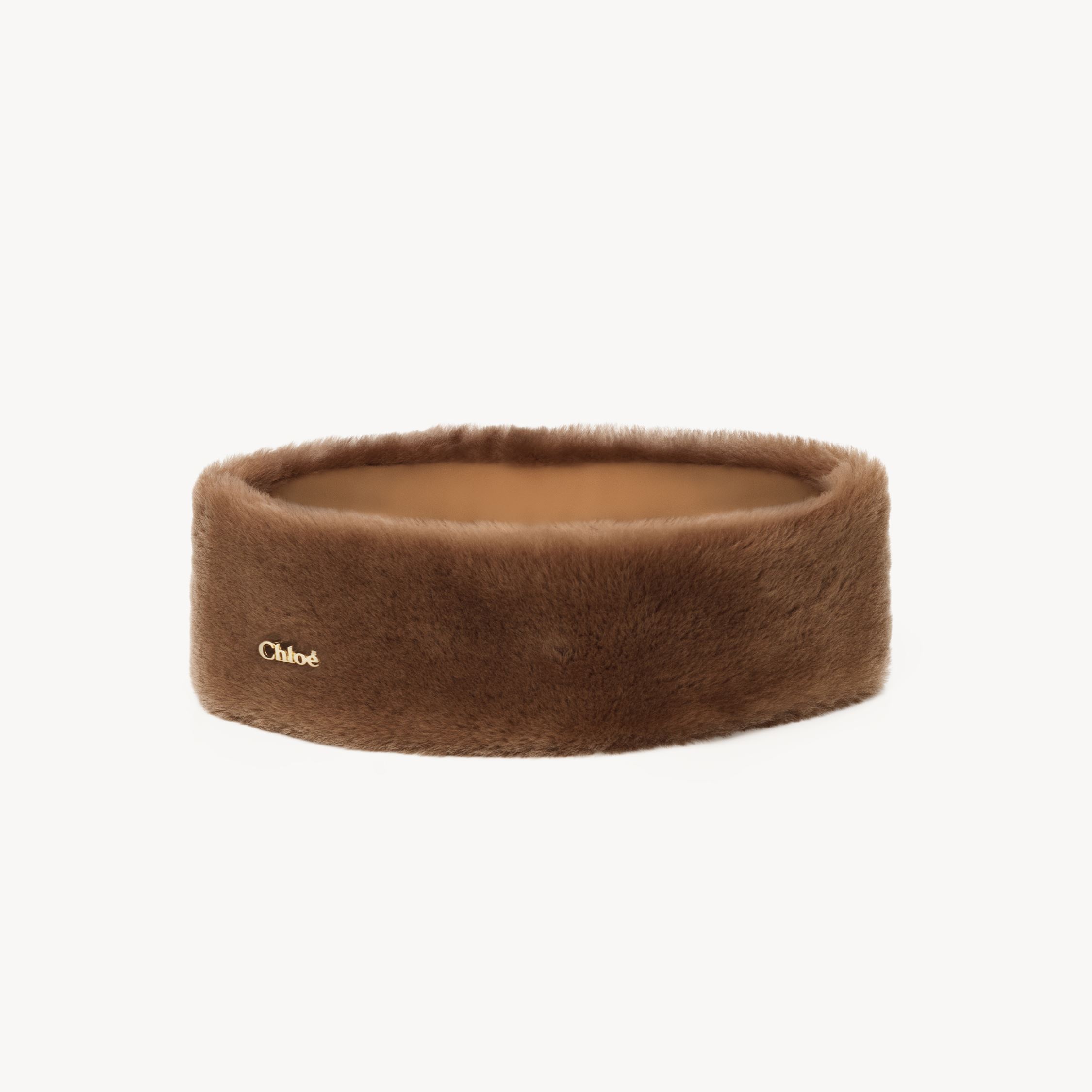 CHLOÉ SHEARLING HEADBAND BEIGE SIZE ONESIZE 100% LAMBSKIN, SILK 
