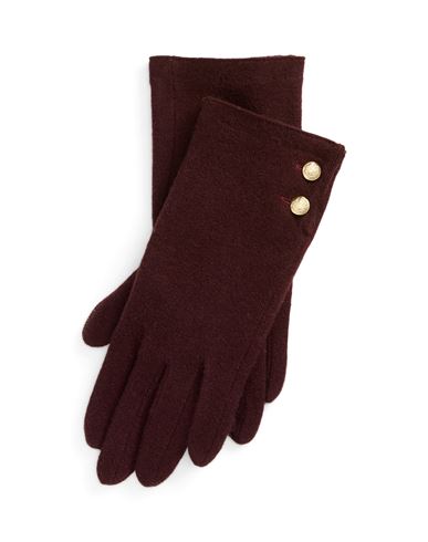 Ralph Lauren Lauren  Wool-blend Tech Gloves Woman Gloves Burgundy Size L Wool, Nylon, Cashmere In Red