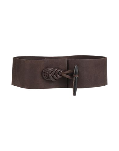 Urban Zen Woman Belt Dark Brown Size S/m Leather In Brown
