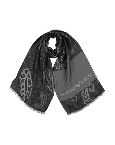 Emporio Armani Man Scarf Black Size - Viscose, Modal, Acetate In Black