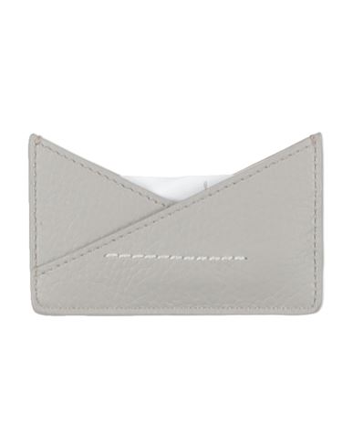 Mm6 Maison Margiela Woman Cardholder Grey Size - Cow Leather, Brass In Gray