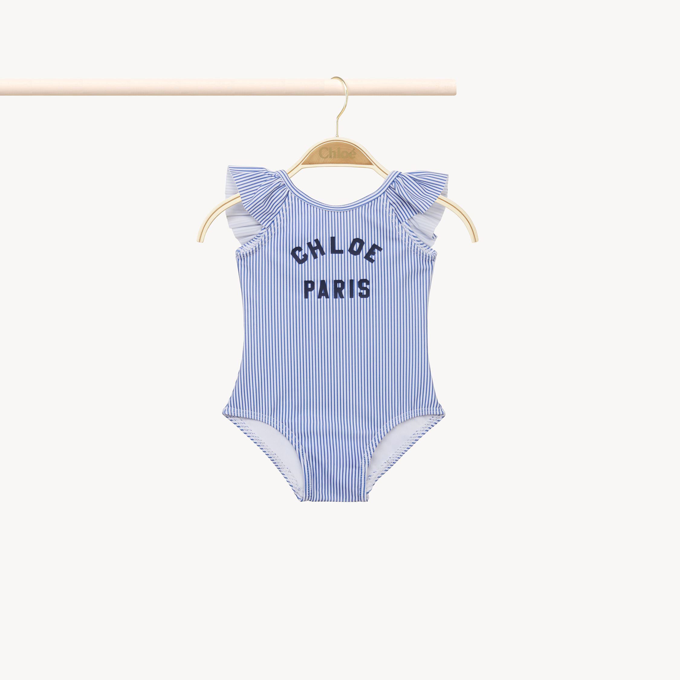 Chloé One-piece Swimsuit Blue Size 8 82% Polyester, 18% Elastane