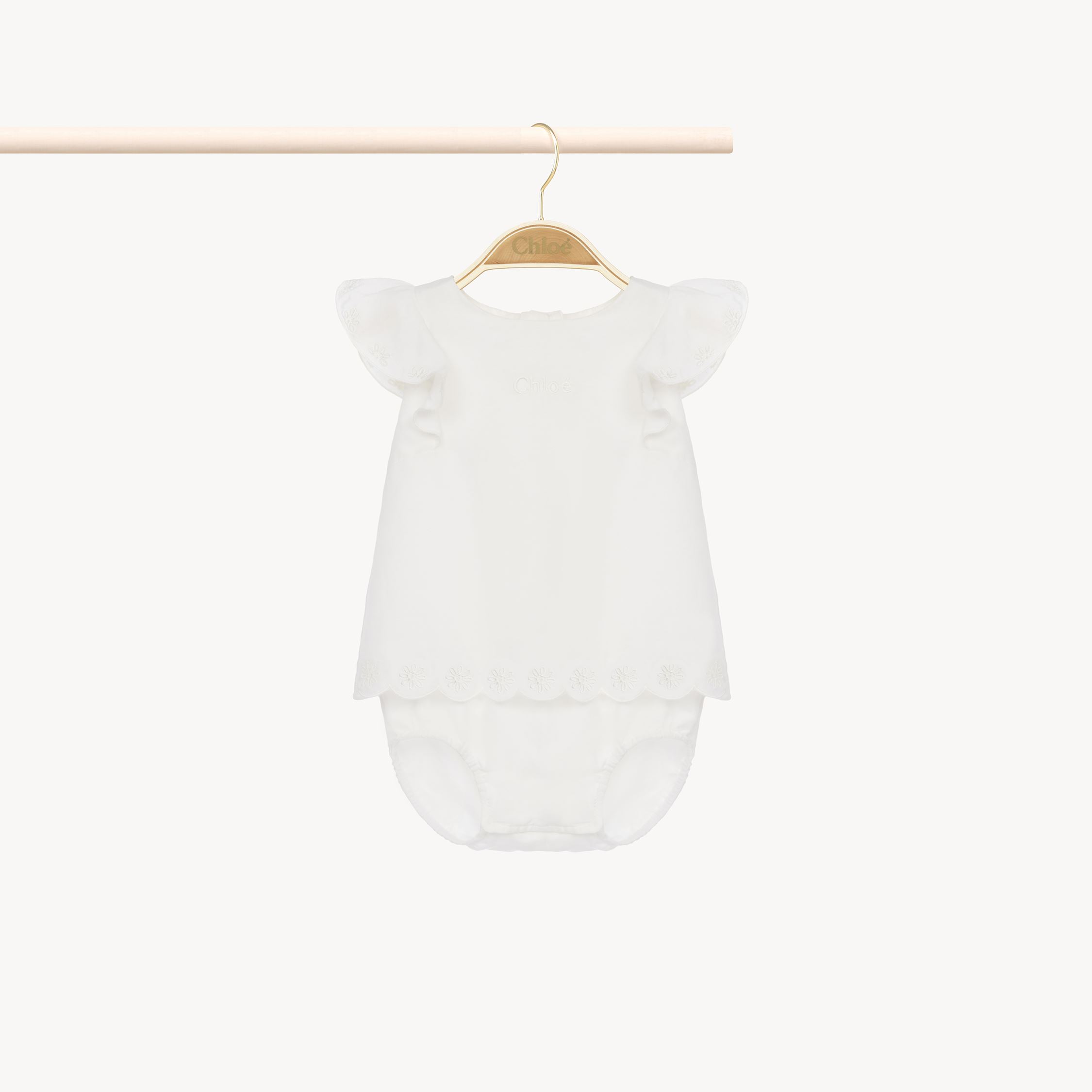 Chloé Tunic Dress & Bloomers Set White Size 9-12 100% Cotton In White