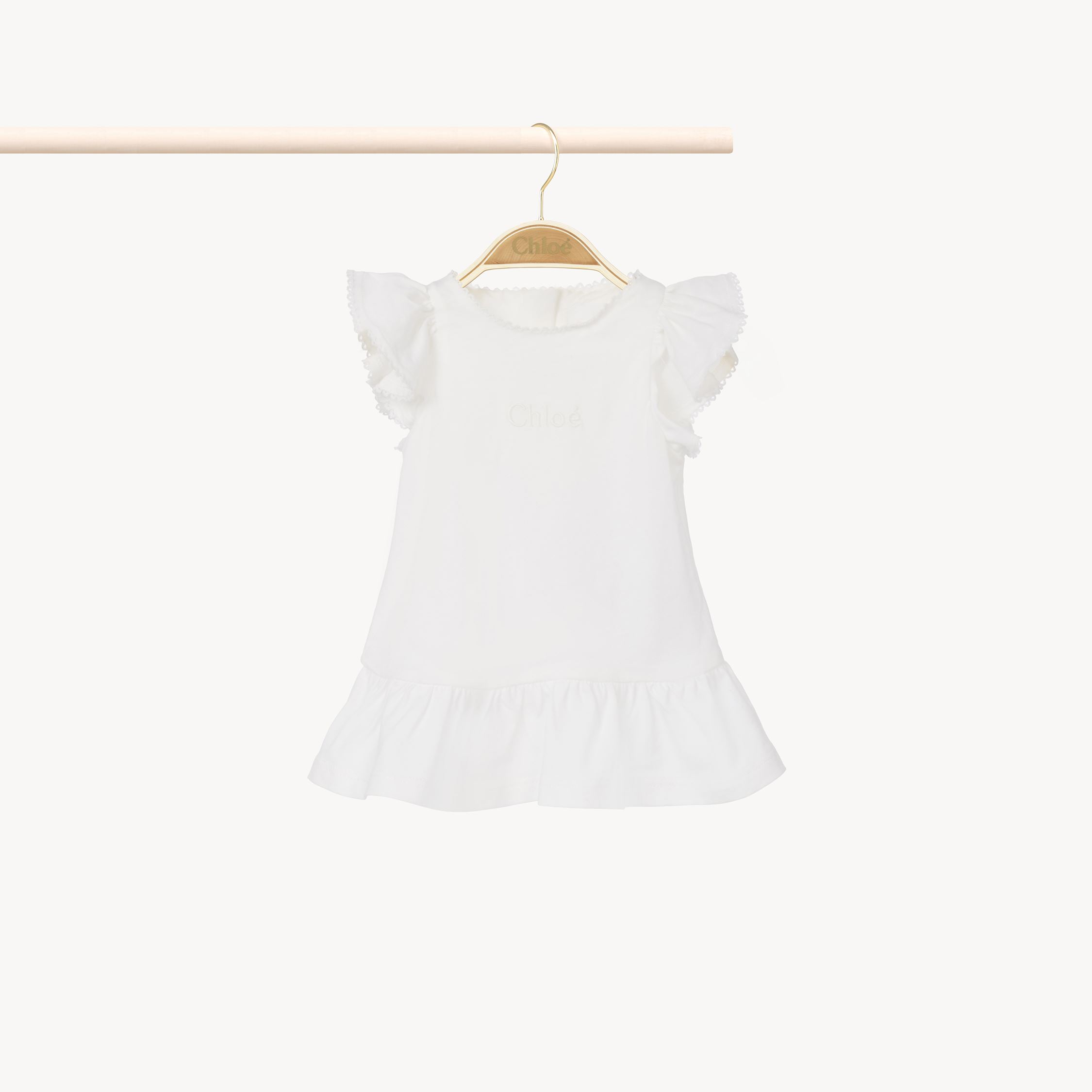 Chloé Ensemble Robe Et Bloomer Femme Blanc Taille 9-12 100% Coton In White