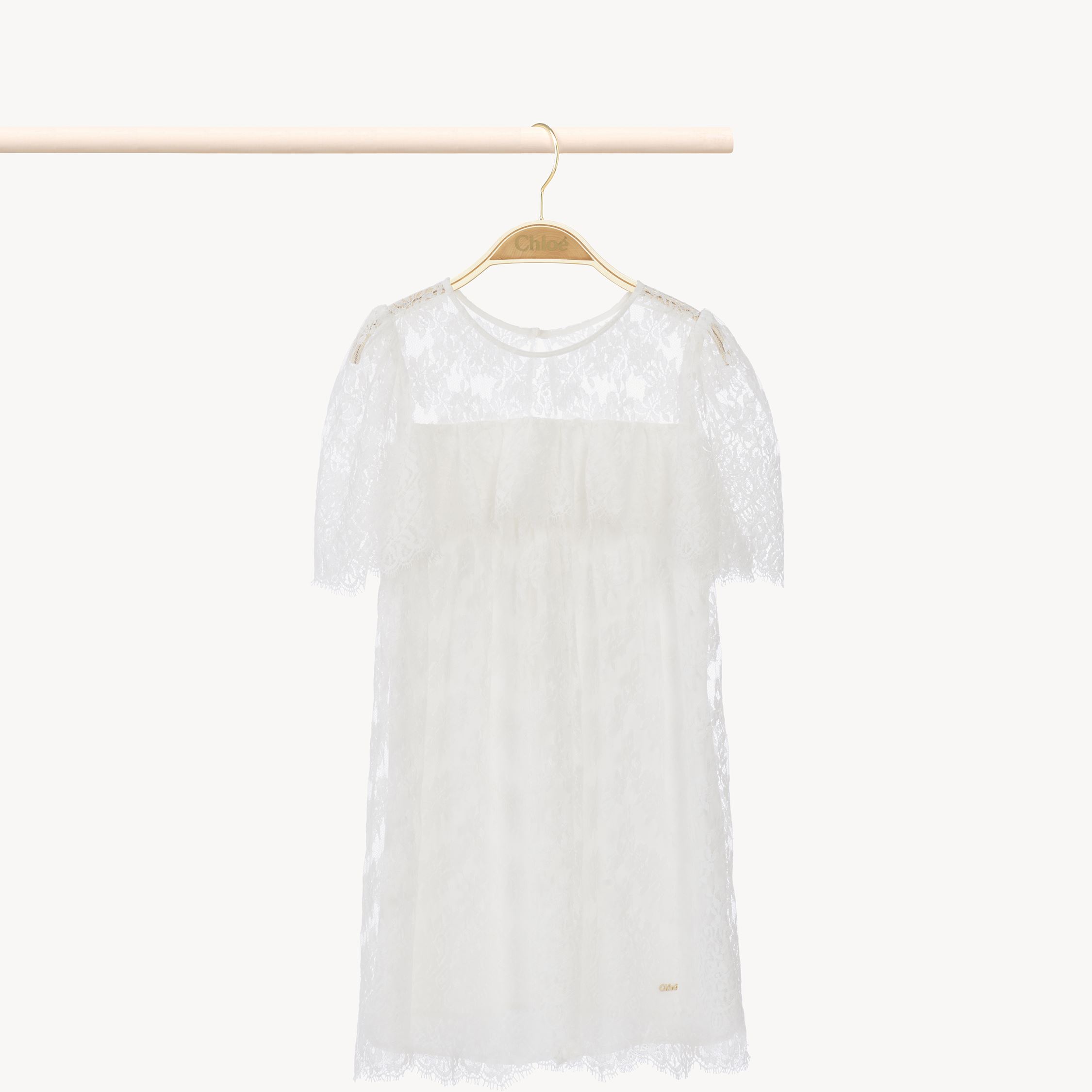 Chloé Robe À Manches Courtes Femme Blanc Taille 10 100% Coton In White