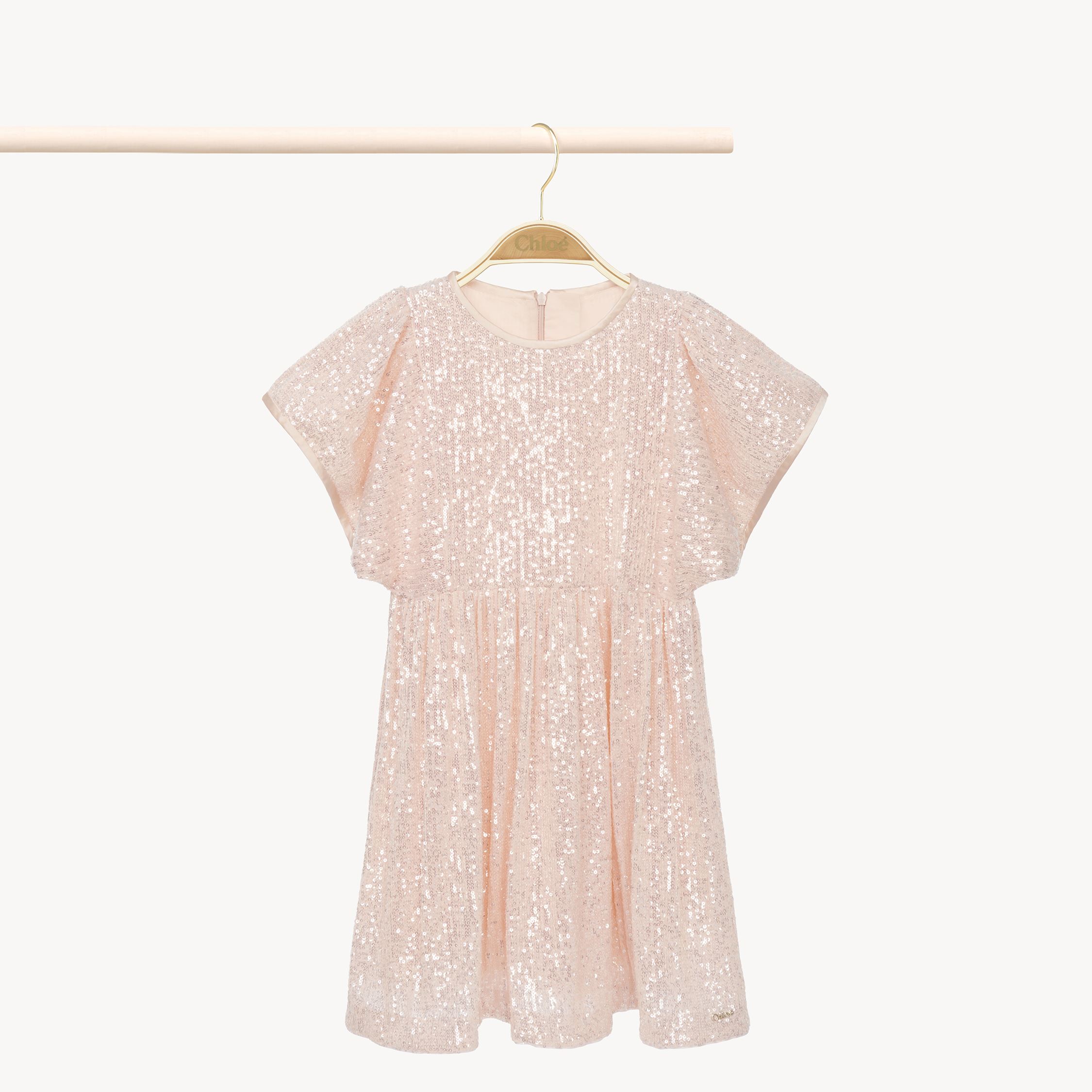 Chloé Robe À Manches Courtes Femme Rose Taille 10 95% Polyamide, 5% Élasthanne In Pink
