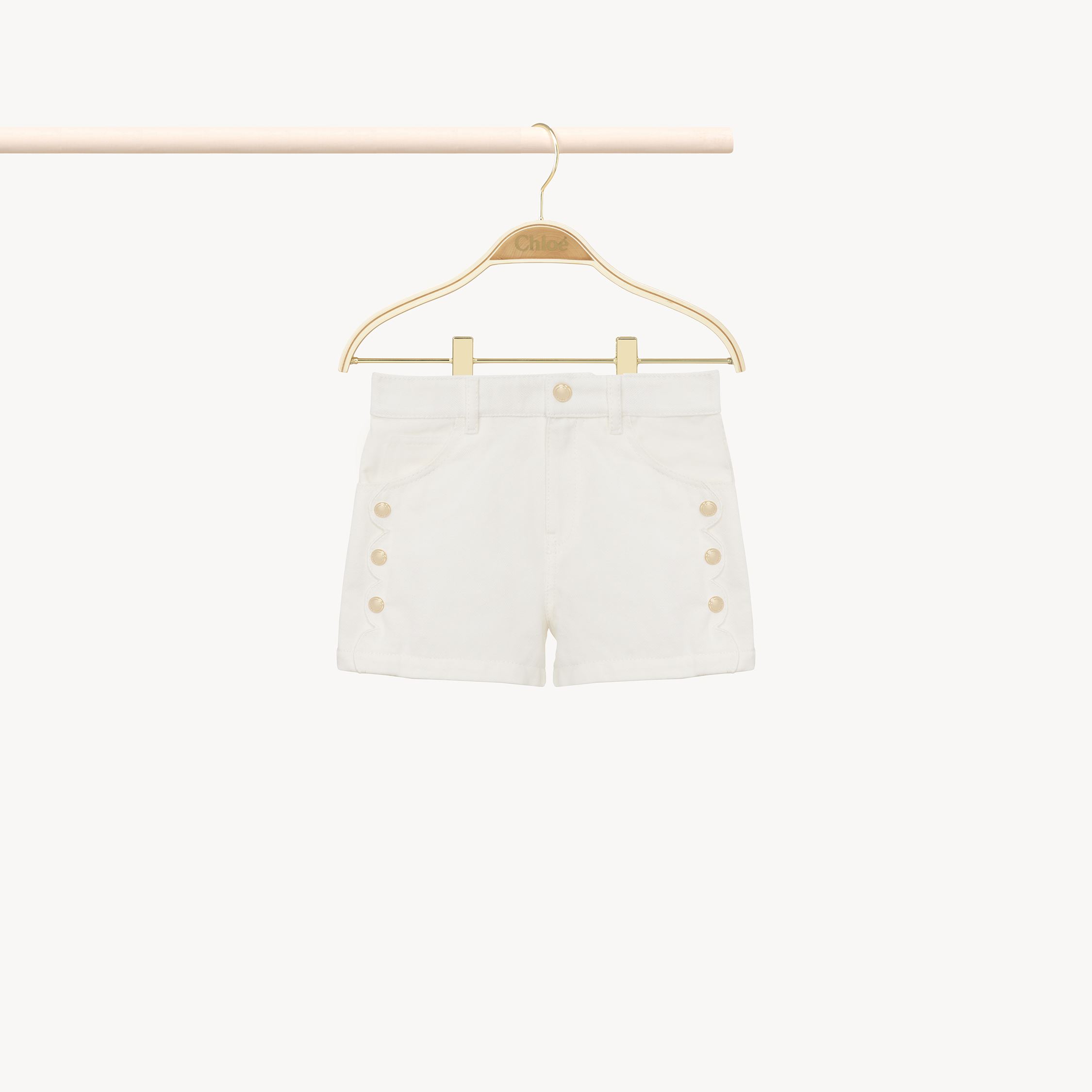 Chloé Short En Jean Femme Blanc Taille 6 100% Coton In White