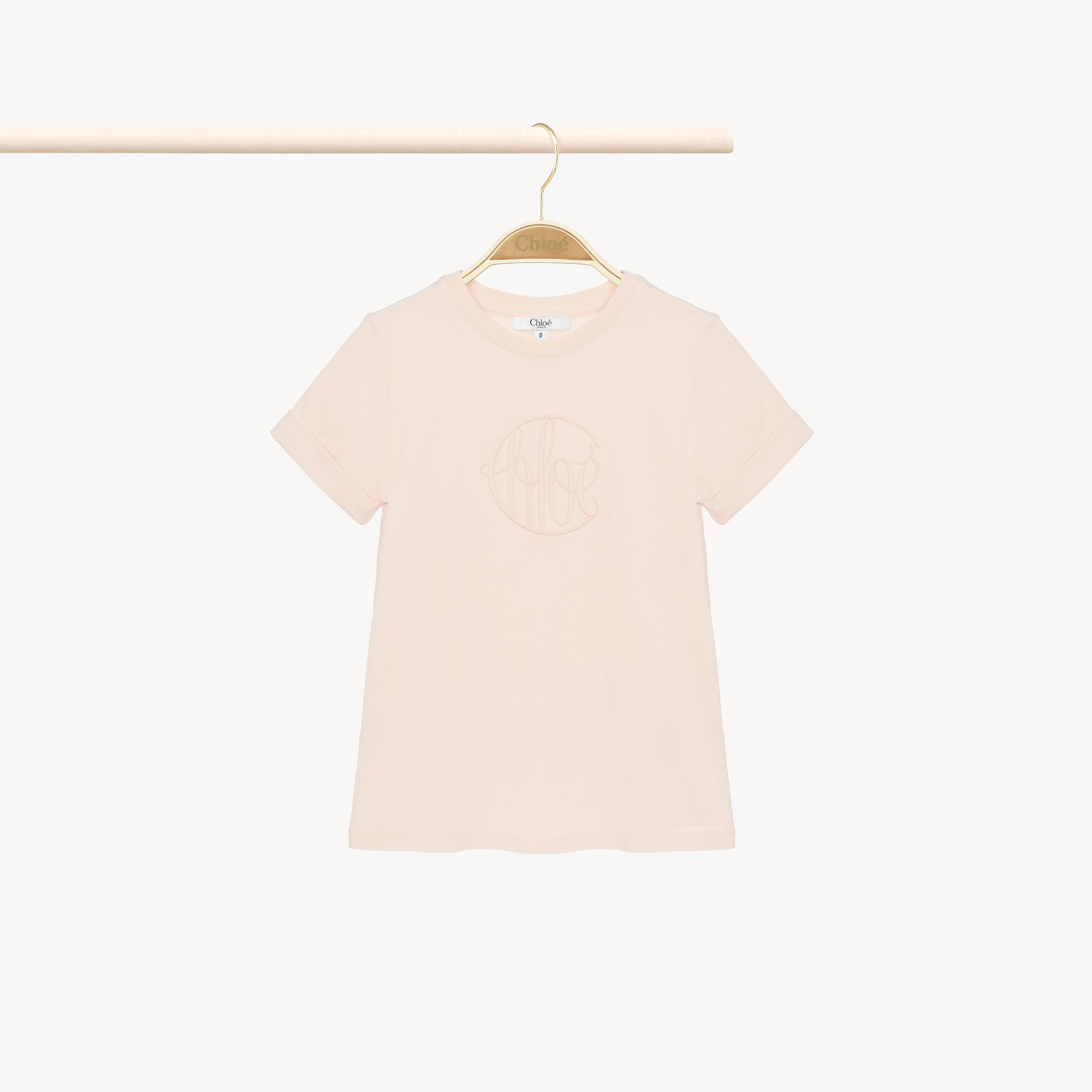 Chloé Embroidered Cotton Jersey T-shirt In Pink