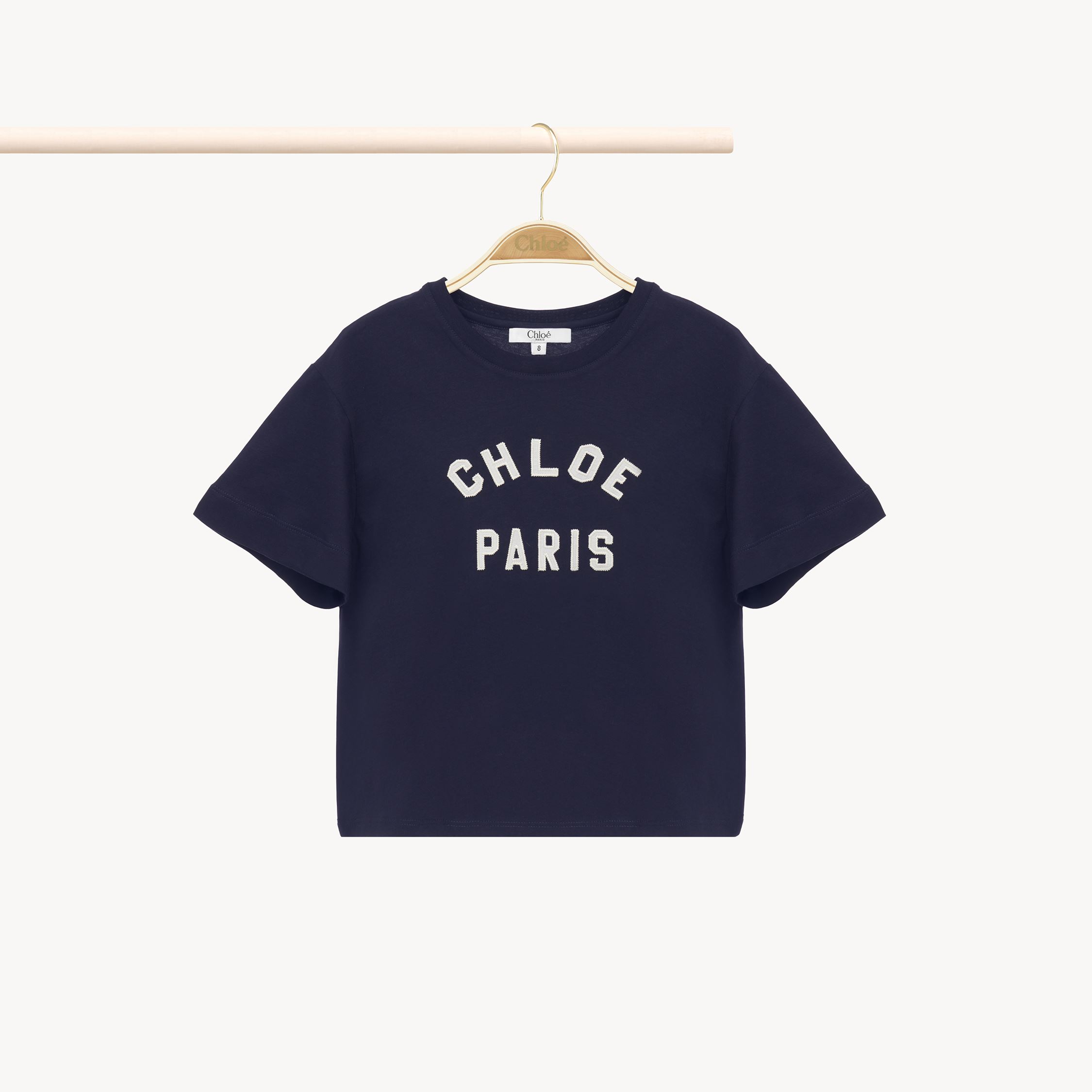 CHLOÉ LOGO T-SHIRT BLUE SIZE 4 100% COTTON 