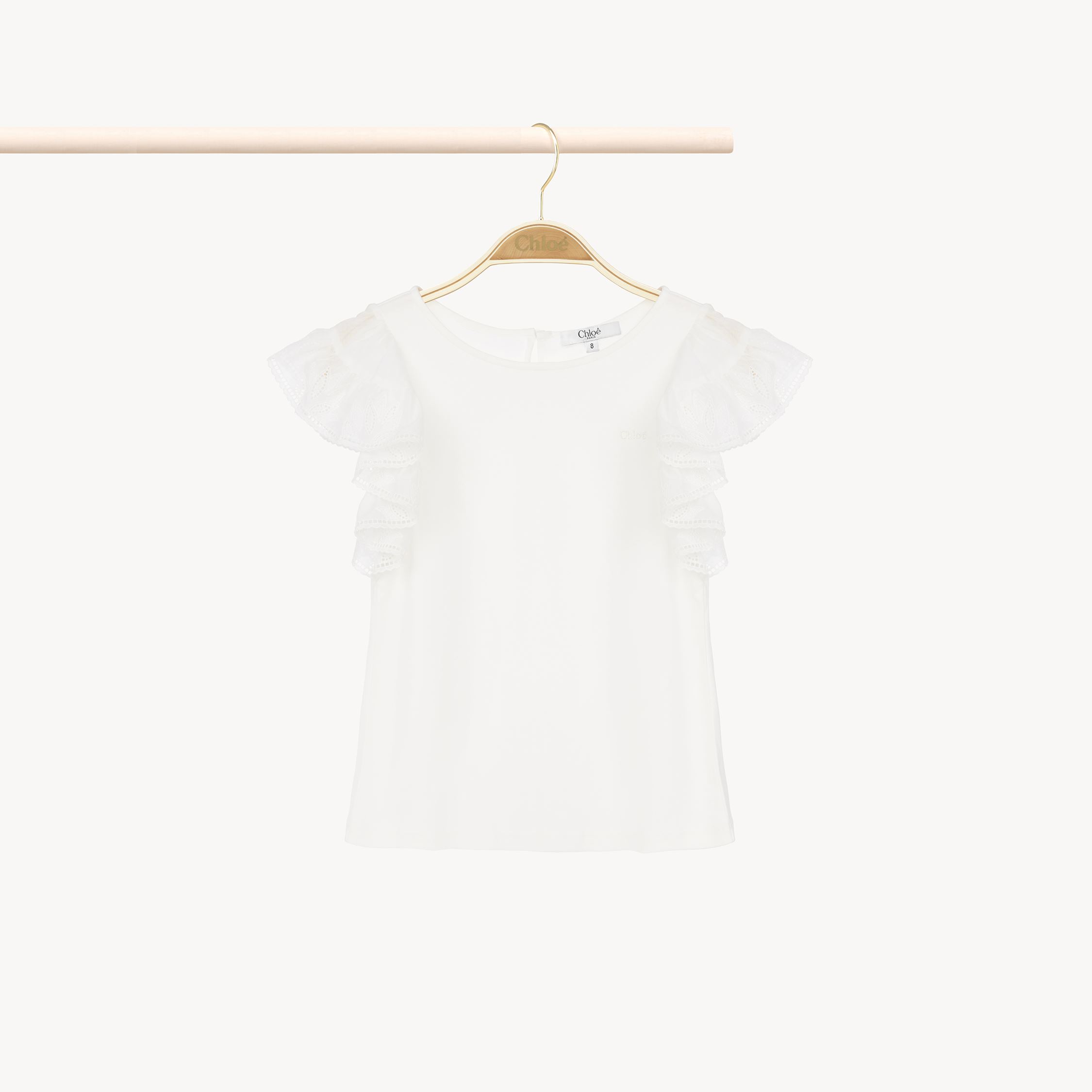 CHLOÉ TOP À VOLANTS FEMME BLANC TAILLE 6 100% COTON 
