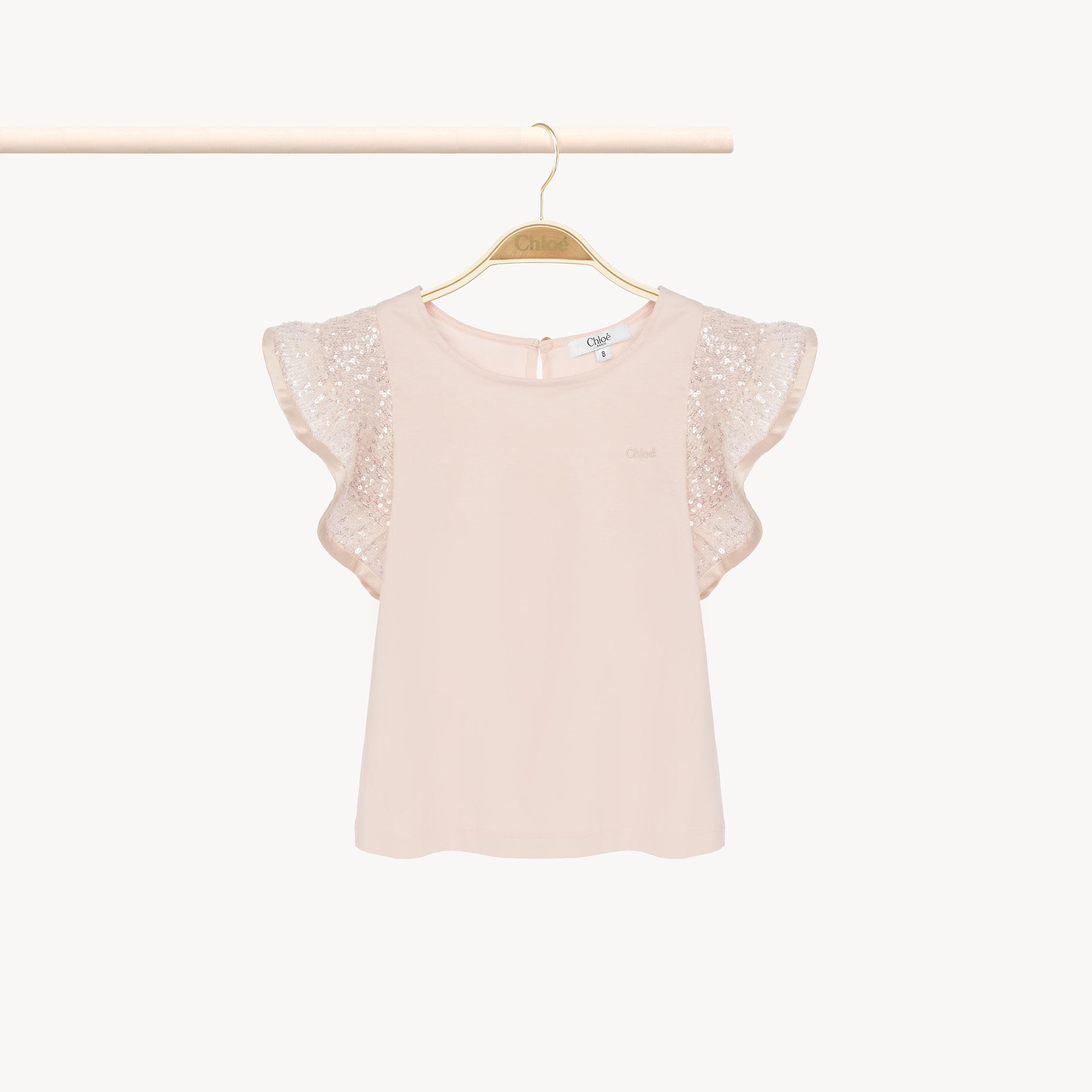 CHLOÉ RUFFLE TOP PINK SIZE 4 100% COTTON 