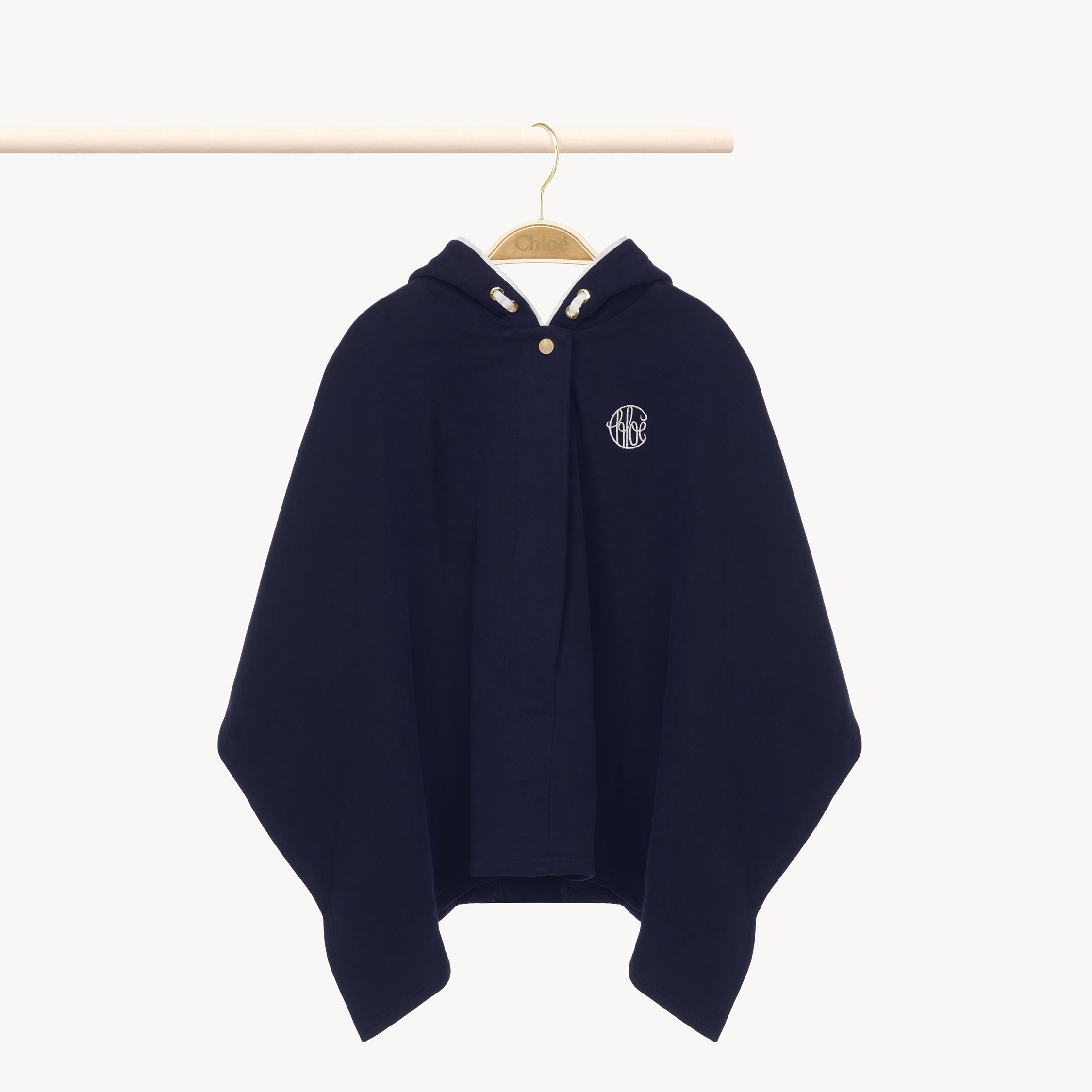 Chloé Veste Cape À Capuche Femme Bleu Taille 12 100% Coton In Blue