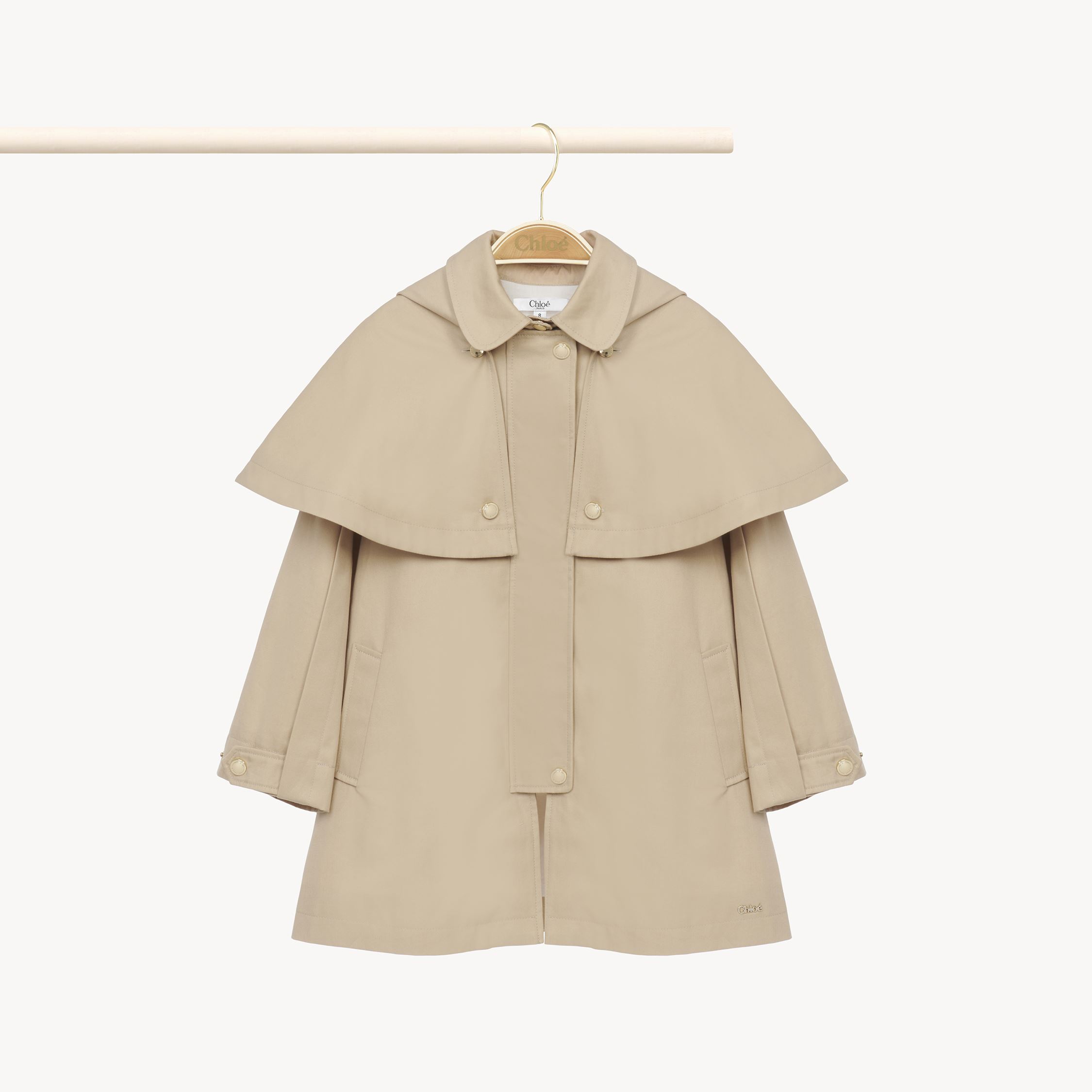 Chloé Hooded Trench Coat Brown Size 12 100% Cotton In Brown
