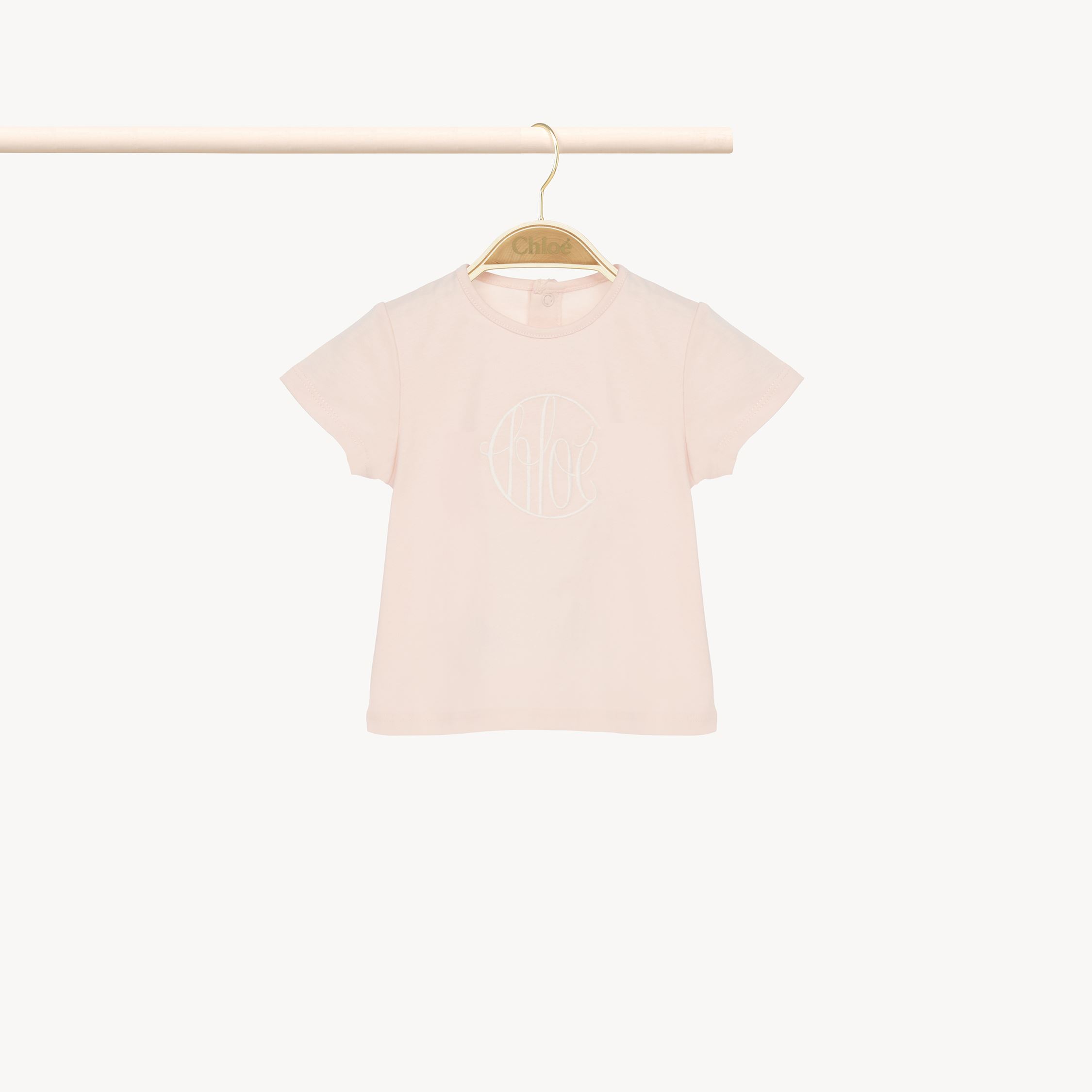 Chloé Embroidered Cotton Jersey T-shirt In Pink