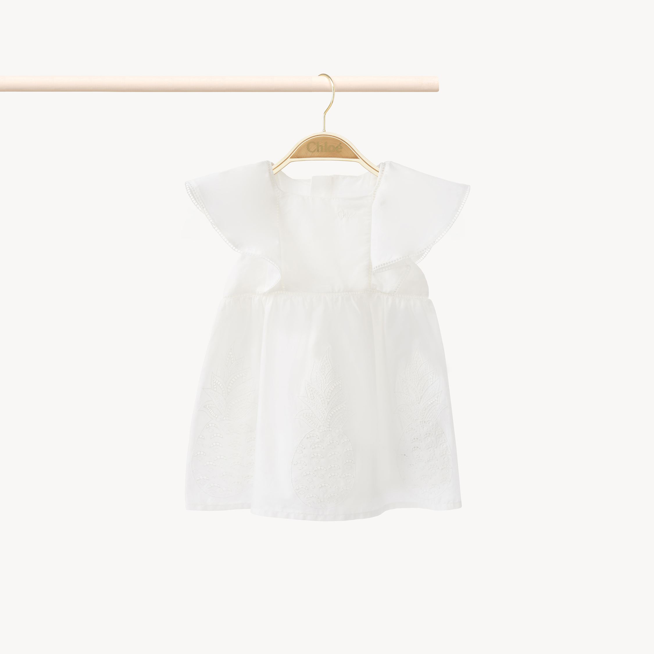 Chloé Baby Dress & Hat Set White Size 3 100% Cotton In White