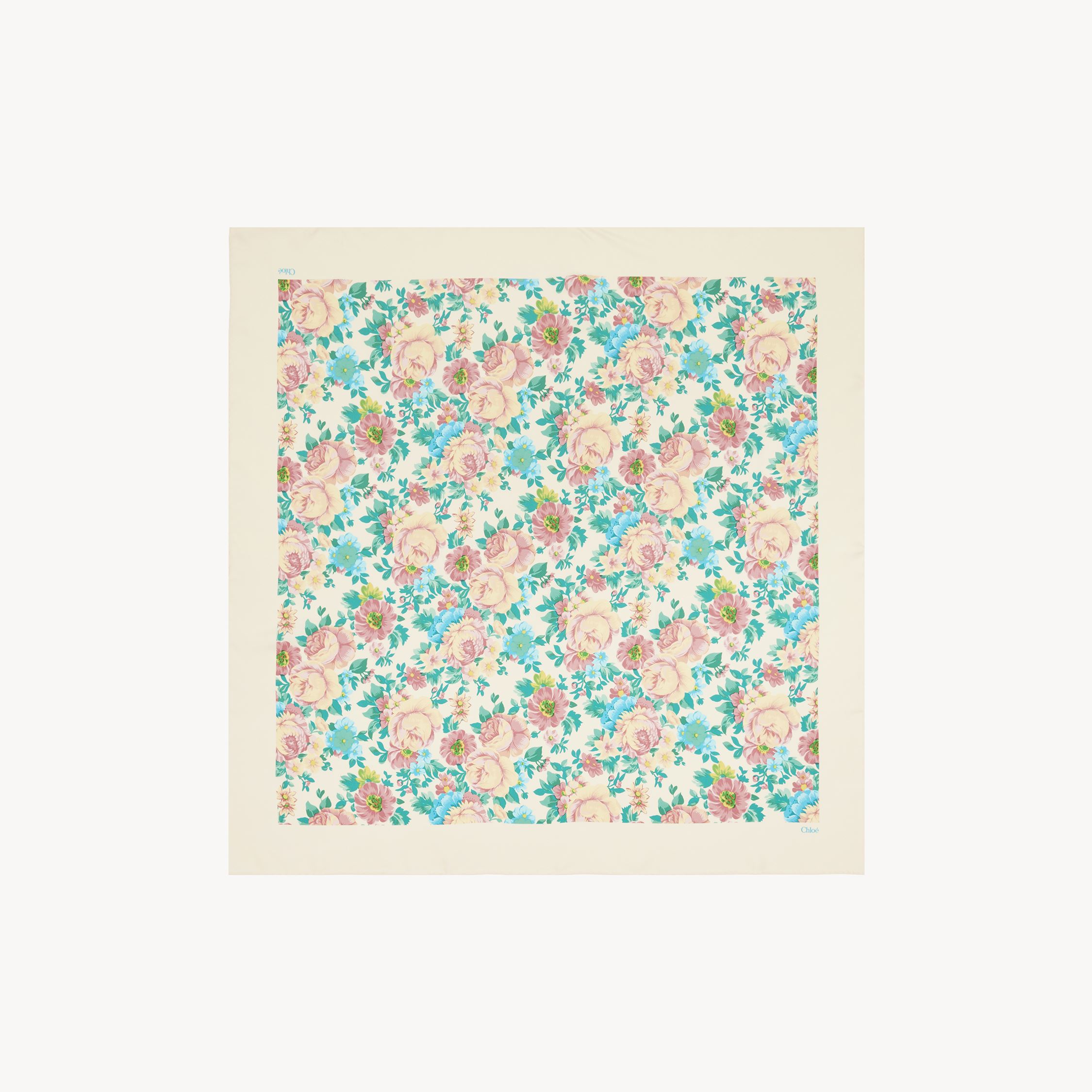 Chloé Floral-print Silk-twill Scarf In Beige