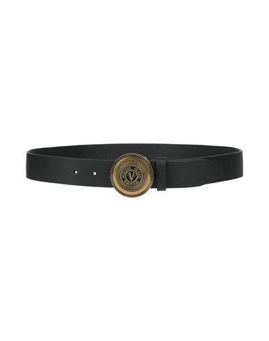 Versace Jeans Couture Man Belt Black Size 38 Calfskin In Black