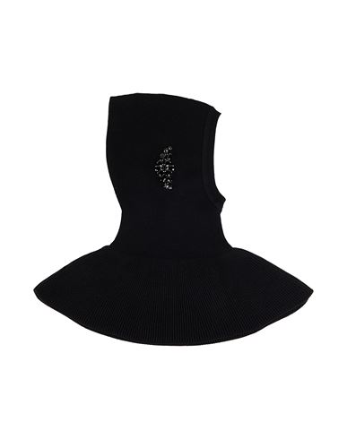 Shop Simone Rocha Woman Hat Black Size Onesize Merino Wool, Silk