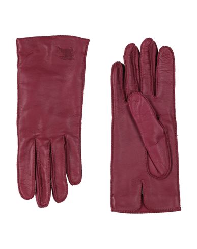 Burberry Woman Gloves Burgundy Size 7 Lambskin, Cashmere, Silk
