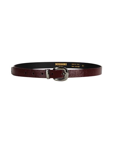 Shop Missoni Woman Belt Burgundy Size 30 Cow Leather In Red