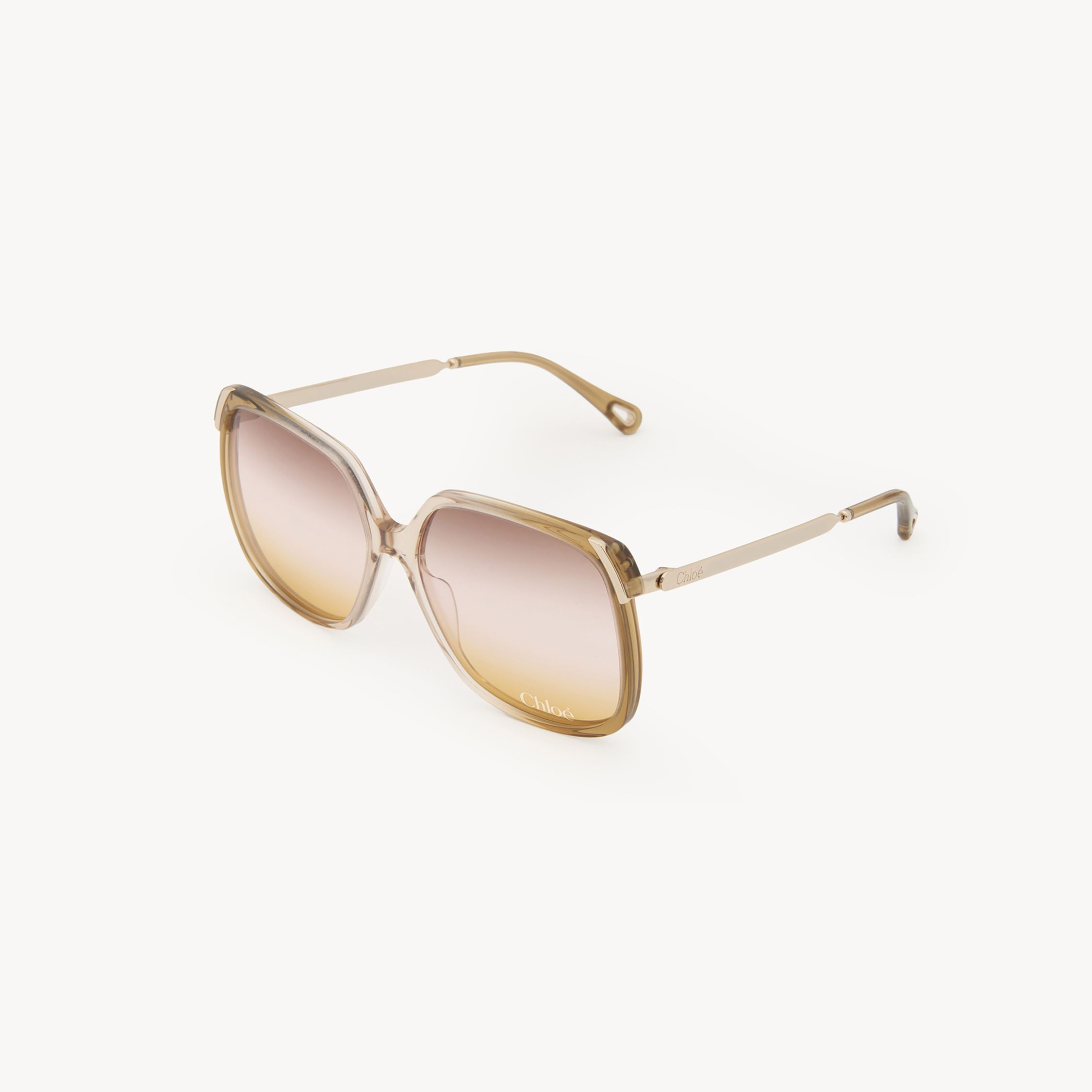 Shop Chloé Aly Sunglasses Gold Size Onesize 100% Acetate