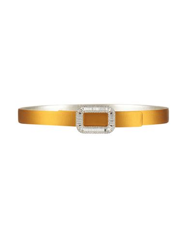 Roger Vivier Woman Belt Marigold Size 38 Leather, Textile Fibers In Yellow