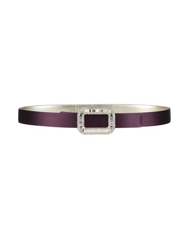 Roger Vivier Woman Belt Dark Purple Size 38 Leather, Textile Fibers In Purple