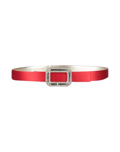 Roger Vivier Woman Belt Red Size 30 Leather, Textile Fibers In Red