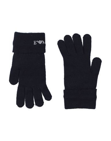 Emporio Armani Toddler Boy Gloves Navy Size 7 Wool In Black