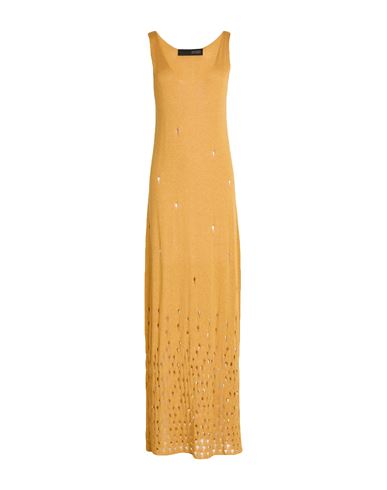 MESSAGERIE MESSAGERIE PATRIZIO PISCAGLIA WOMAN MAXI DRESS MARIGOLD SIZE L/XL VISCOSE, LINEN, COTTON 