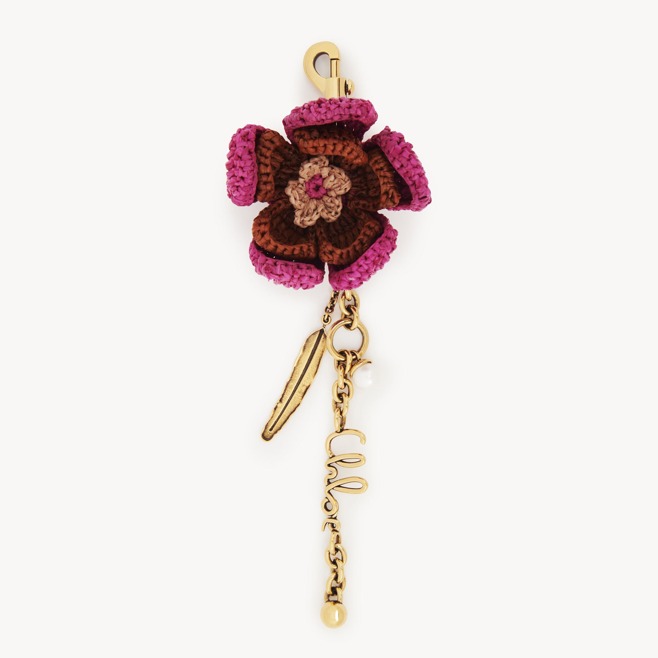 Chloé Floral-motif Bag Charm In Red