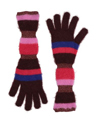 Shop Exquisite J Woman Gloves Burgundy Size Onesize Wool, Mohair Wool, Polyamide, Lurex