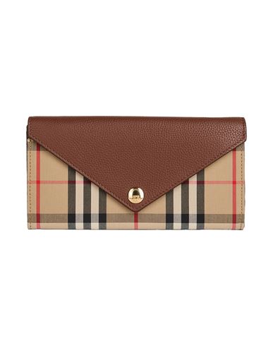 Shop Burberry Woman Wallet Brown Size - Cotton, Polyester, Cowhide