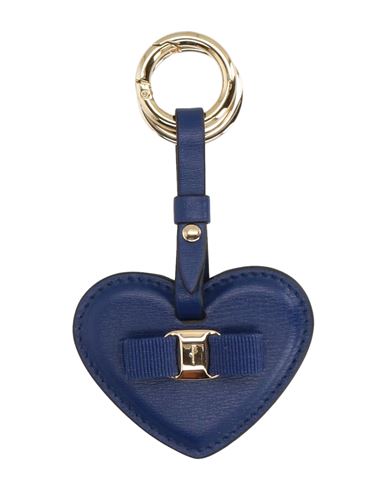 Ferragamo Woman Key Ring Bright Blue Size - Calfskin, Viscose, Cotton
