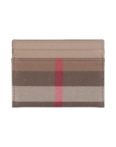 Burberry Woman Cardholder Beige Size - Organic Cotton, Calfskin