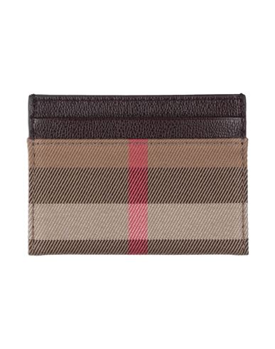 Burberry Woman Cardholder Chocolate Brown Size - Cotton, Leather