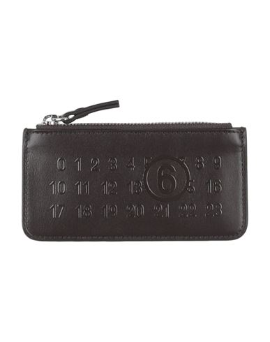 Mm6 Maison Margiela Woman Cardholder Dark Brown Size - Cow Leather In Brown